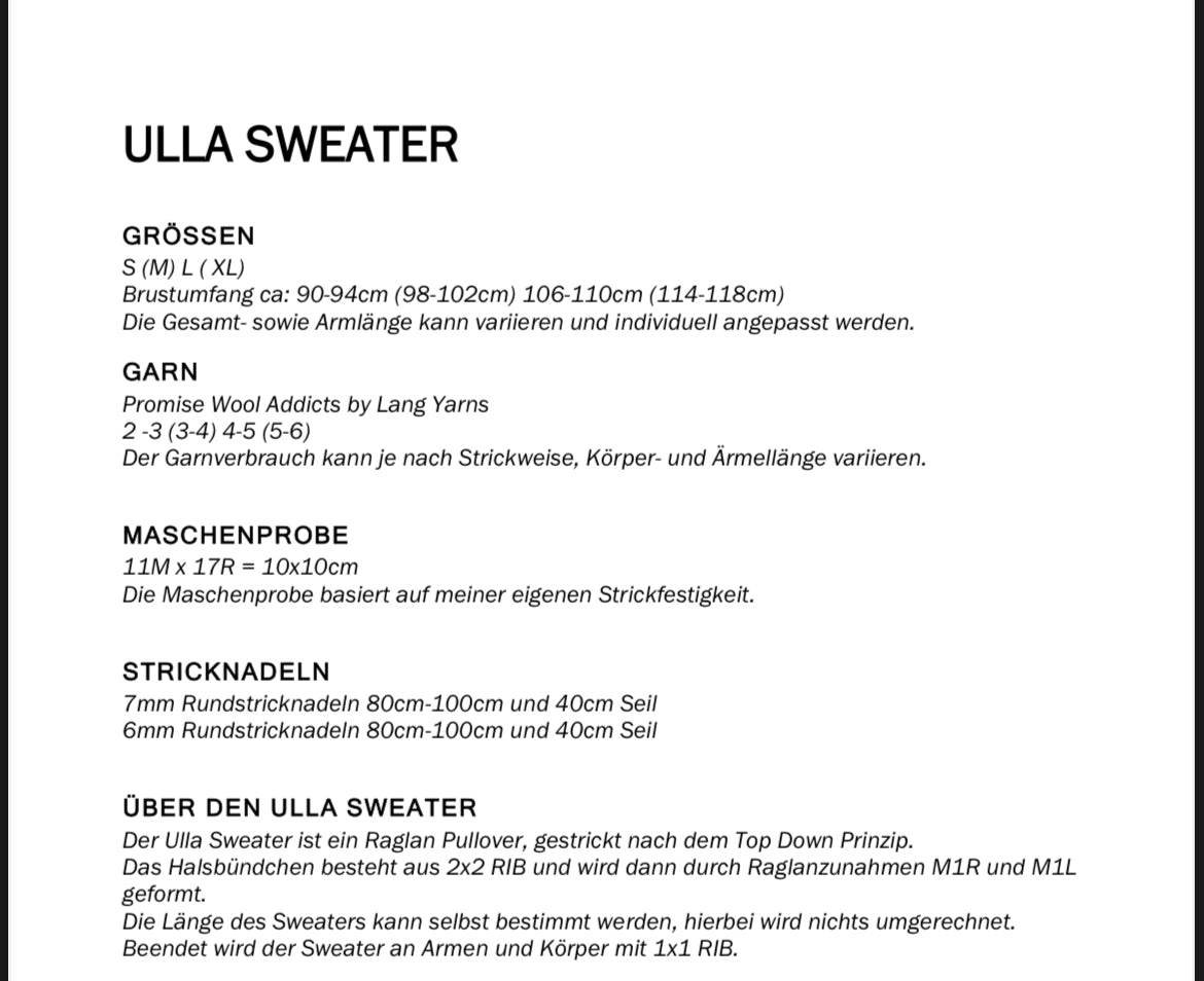 Ulla Sweater Anleitung